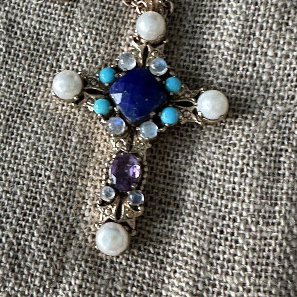 Nicky Butler Blue and Purple Cross Necklace - Picture 2 of 10